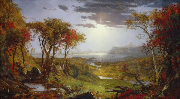 Jasper Francis Cropsey Art Print featuring the painting Autumn on the Hudson River by Jasper Francis Cropsey by Mango Art