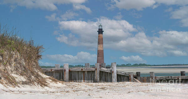 Morris Island Lighthouse Art Print featuring the photograph Folly Beach - Morris Island Lighthouse - Charleston SC Lowcountry8247 by Dale Powell