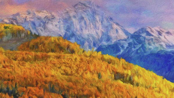 Colorado Art Print featuring the digital art Aspens Capitol Peak in Autumn by Russ Harris