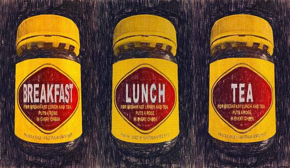 Australiana Art Print featuring the drawing Australiana Pop Art Breakfast Lunch Tea by Joan Stratton
