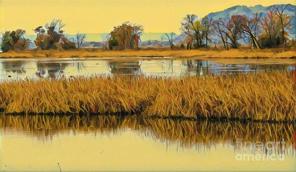 Autumn Art Print featuring the painting Autumn in the Backwaters by Marilyn Smith