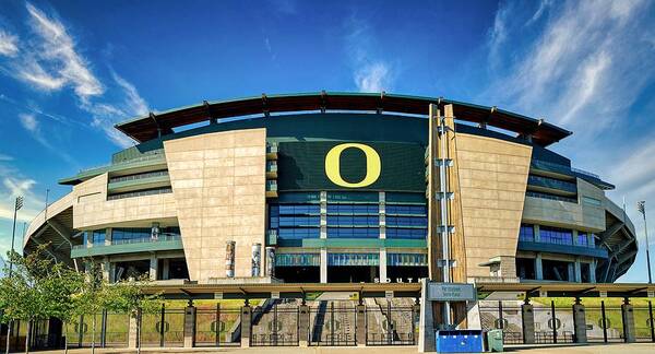 Autzen Stadium Art Print featuring the photograph Autzen Stadium - Home of the Oregon Ducks by Mountain Dreams