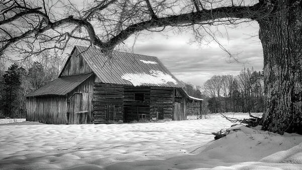 Snowscape Art Print featuring the photograph Barn in Winter by Bryan Rierson