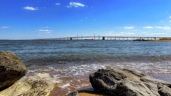 Water Art Print featuring the photograph Bay Bridge from Sandy Point by Lora J Wilson