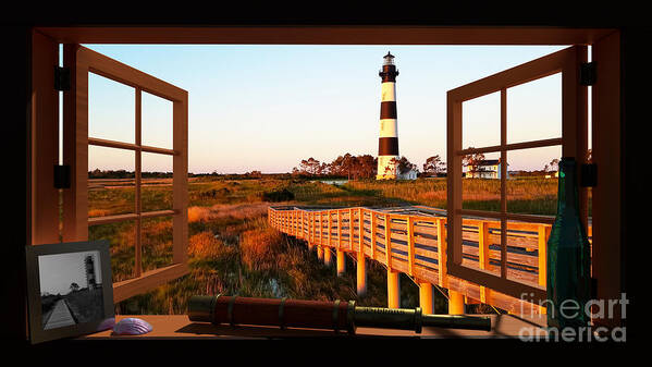  Art Print featuring the digital art Bodie Island Lighthouse by Tony Cooper