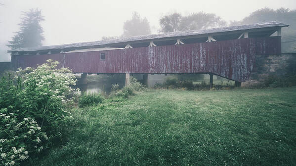 Allentown Art Print featuring the photograph Bogert's Covered Bridge Misty June by Jason Fink