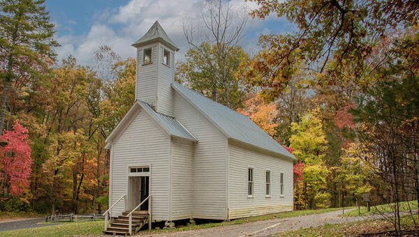 Great Smoky Mountains National Park Art Print featuring the photograph Cades Cove Missionary Baptist Church, Tennessee by Marcy Wielfaert