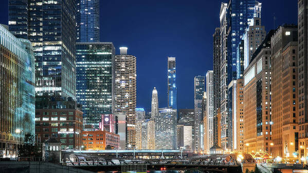 America Art Print featuring the photograph Chicago at night by Eduard Moldoveanu