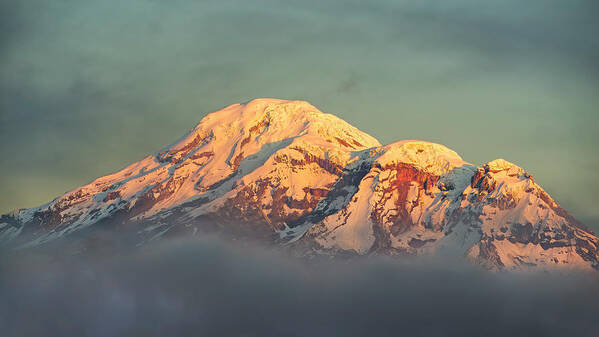 Andes Art Print featuring the photograph Chimborazo volcano at golden hour by Henri Leduc