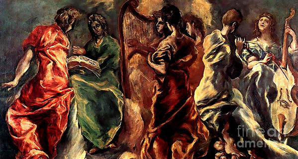 Concert Of Angels Art Print featuring the painting Concert of angels by El Greco