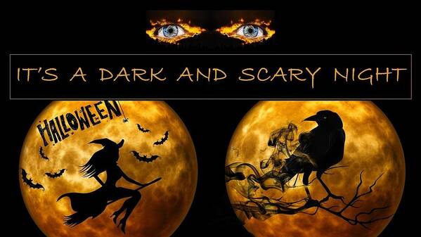 Halloween Art Print featuring the mixed media Dark and Scary Night by Nancy Ayanna Wyatt