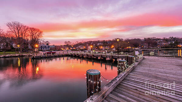 Pier Art Print featuring the photograph Dawn Over Northport Harbor by Sean Mills