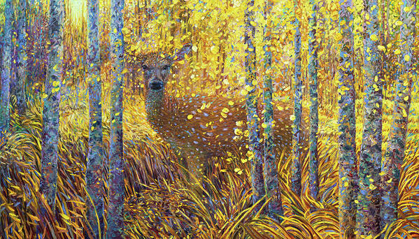Iris Scott Art Print featuring the painting Deer Demure by Iris Scott