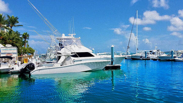 Boat Art Print featuring the digital art Docks of Key West 4 by Aldane Wynter