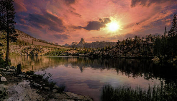 Landscape Art Print featuring the digital art Dollar Lake Sunset by Romeo Victor