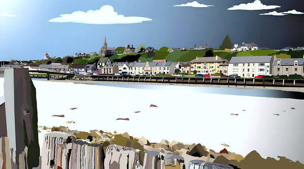 Lossiemouth Art Print featuring the digital art East Beach Lossiemouth by John Mckenzie