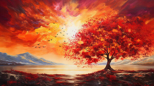 Pastoral Scenes Art Print featuring the painting Fall Impressions by Lourry Legarde