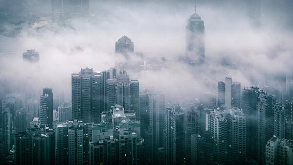 Outdoors Art Print featuring the photograph Fog over Hong Kong by Andi Andreas
