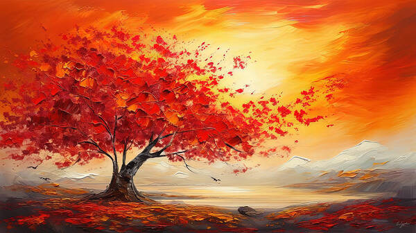 Maple Tree Art Print featuring the painting Foliage Impressionist by Lourry Legarde