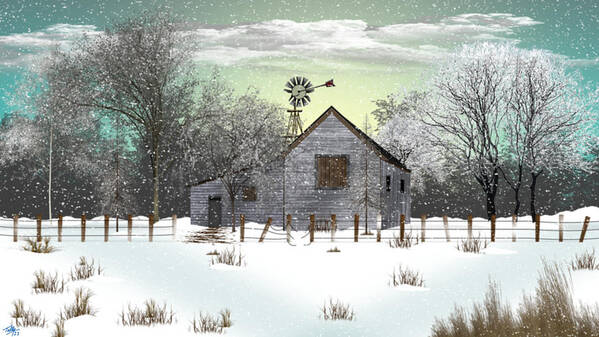 Barn Art Print featuring the digital art Forgotten Barn by Mark Tully