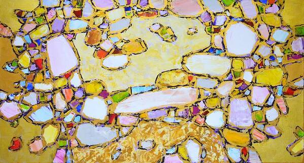 Stones Art Print featuring the painting Gems and gold 3. by Iryna Kastsova
