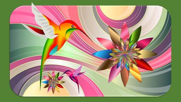 Hummingbirds Art Print featuring the mixed media Hummingbird Fantasy by Nancy Ayanna Wyatt