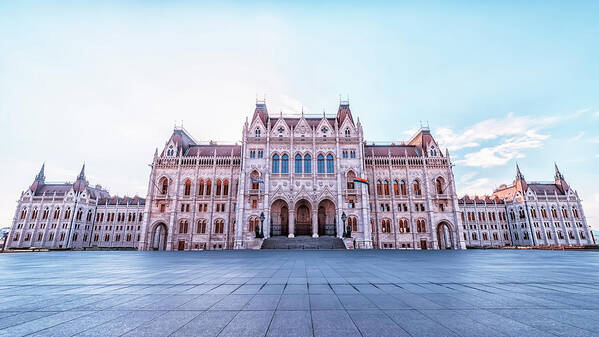 Architecture Art Print featuring the photograph Hungarian Parliament Backside by Manjik Pictures