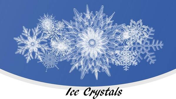 Ice Art Print featuring the mixed media Ice Crystals Blue by Nancy Ayanna Wyatt