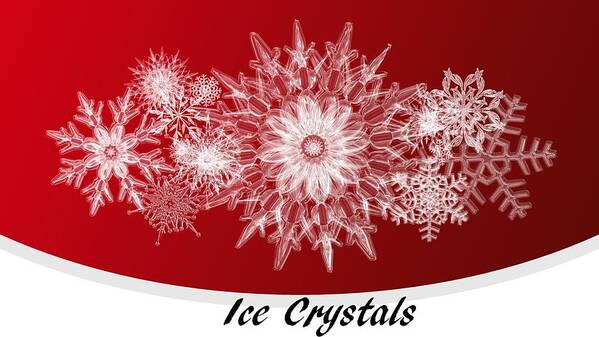 Ice Art Print featuring the mixed media Ice Crystals Red by Nancy Ayanna Wyatt