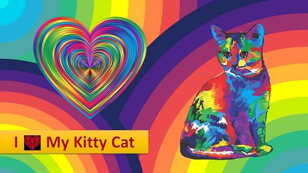 Cats Art Print featuring the mixed media Kids Love Kitties by Nancy Ayanna Wyatt