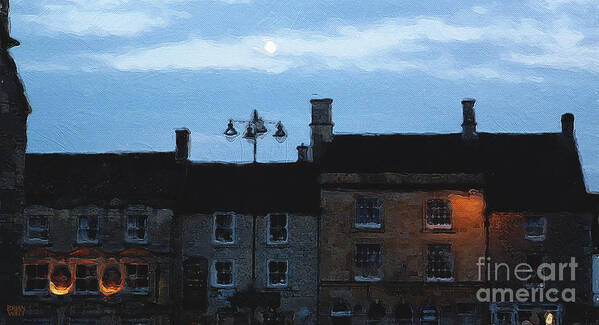 Stow-in-the-wold Art Print featuring the photograph Moon Over Stow by Brian Watt