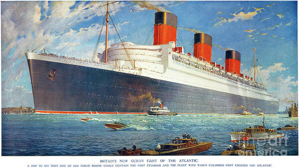 1934 Art Print featuring the painting Ocean Liner Queen Mary by Granger