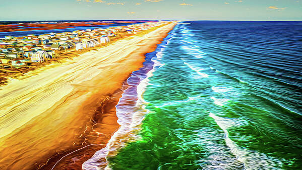 Topsail Beach Art Print featuring the digital art Painted Beach by Sand Catcher