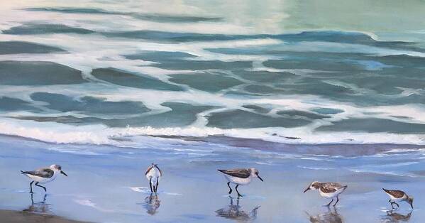 Sandpipers Art Print featuring the painting Sandpipers by Judy Rixom