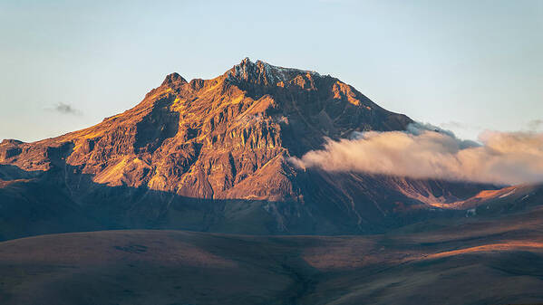 Andes Art Print featuring the photograph Sincholagua volcano at sunset by Henri Leduc