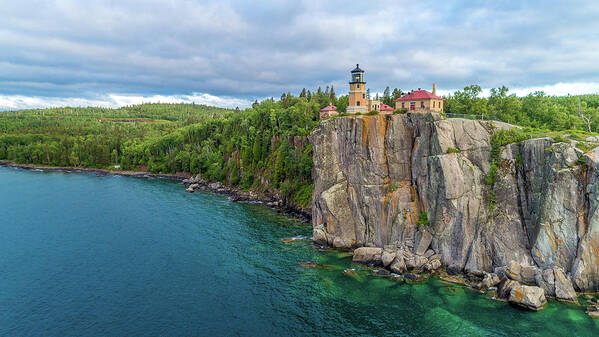 Split Rock Lighthouse Art Print featuring the photograph Split Rock Lighthouse Aerial by Sebastian Musial