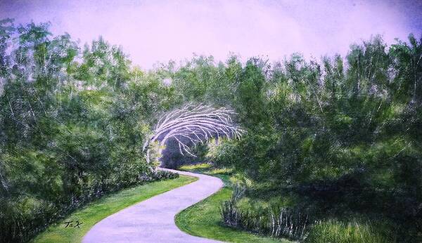 Landscape Art Print featuring the painting Summer on the Capitol City Bike Trail by Thomas Kuchenbecker
