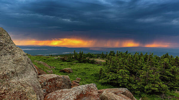 Landscape Art Print featuring the photograph Summer thunderstorm over the Harz Mountains by Andreas Levi