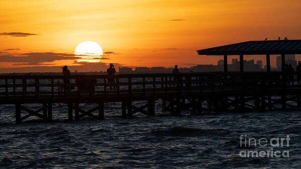 Sunrise Art Print featuring the photograph Sunrise over the Safety Harbor Pier by L Bosco