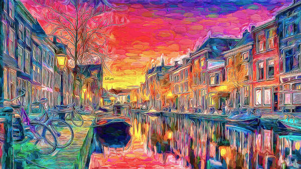 Paint Art Print featuring the painting Sunset in amsterdam 2 by Nenad Vasic