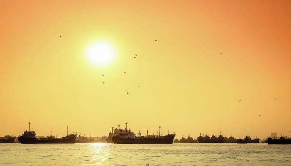 Asia Art Print featuring the photograph Sunset on the Karnaphuli River by Alexey Stiop