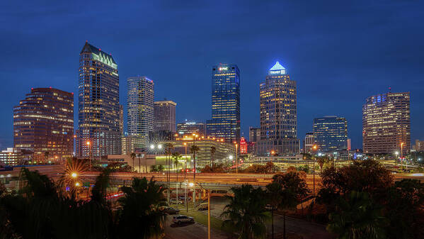 Tampa Art Print featuring the digital art Tampa Skyline by Kevin McClish