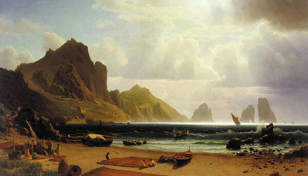 Marina Art Print featuring the painting The Marina Piccola at Capri by Albert Bierstadt