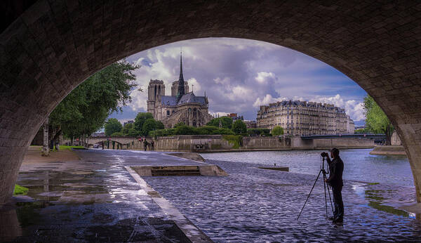 Hotel De Ville Art Print featuring the photograph The Photographer in Notre Dame by Serge Ramelli