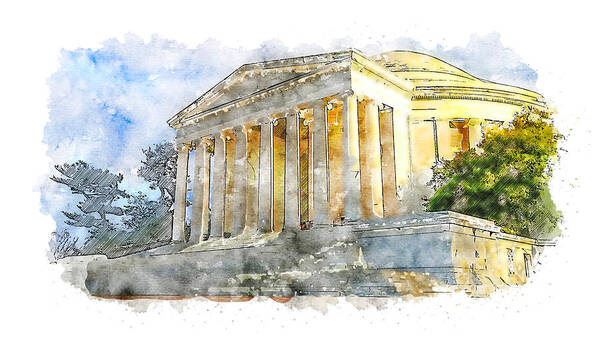 Memorial Art Print featuring the painting Thomas Jefferson Memorial - 02 by AM FineArtPrints