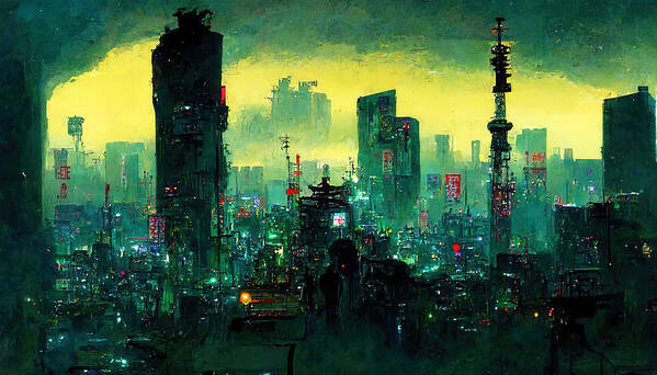 Tokyo Cyberpunk Cityscape at Night, 02 Art Print by AM FineArtPrints - Fine  Art America
