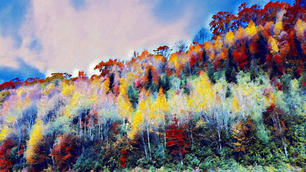 Mountain Art Print featuring the mixed media Up the Mountain by Ally White