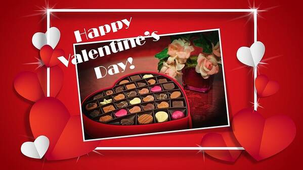 Valentine's Day Art Print featuring the mixed media Valentine's Day Chocolates by Nancy Ayanna Wyatt