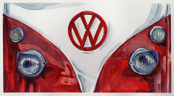 Car Art Print featuring the painting Volkswagen by George Cret