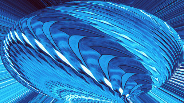 Abstract Art Art Print featuring the digital art Fractal Wheel Blue by Ronald Mills